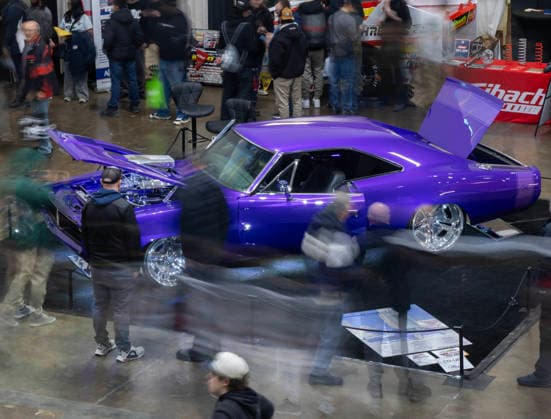 (260314) -- MISSISSAUGA, March 14, 2026 -- People view a custom vehicle at the 2026 Motorama Custom Car & Motorsports Expo in Mississauga, the Greater Toronto Area, Canada, March 13, 2026. The three-day event kicked off here on Friday, showcasing more than 400 custom vehicles. (Photo by Xinhua) CANADA-MISSISSAUGA-MOTORAMA-EXPO ZouxZheng 