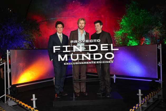 March 13, 2026, Mexico City, Ciudad de Mexico, Mexico: Director Phil Lord, Actor Ryan Gosling and Director Christopher Miller pose for photos during the Project Hail Mary Photocall at Papalote Museo del NioÂ±o. on March 13, 2026 in Mexico City, Mexico. Mexico City Mexico - ZUMAe321 20260313_zea_e321_008 Copyright: xYamakxPereax