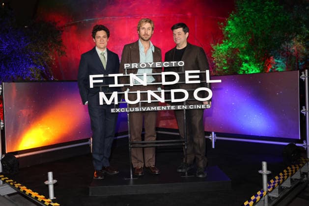 March 13, 2026, Mexico City, Ciudad de Mexico, Mexico: Director Phil Lord, Actor Ryan Gosling and Director Christopher Miller pose for photos during the Project Hail Mary Photocall at Papalote Museo del NioÂ±o. on March 13, 2026 in Mexico City, Mexico. Mexico City Mexico - ZUMAe321 20260313_zea_e321_019 Copyright: xYamakxPereax
