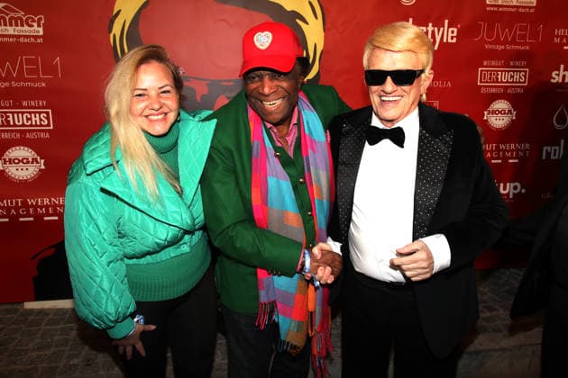 World premiere of HEINO Karamba, Karacho, Kult at the Filmtheater in Kitzbühel Kitzbühel, 13 03 2026 Roberto Blanco with his wife Luzandra and Heino at the world premiere of HEINO Karamba, Karacho, Kult at the Filmtheater in Kitzbühel Tirol Austria Copyright: xMatthiasxGränzdörferx