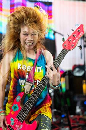 March 13, 2026: The band Gokumon is a three-piece band formed in Japan in 2004. Junko on guitar performing at the SXSW Music Festival, Downright Austin Global Stage at Downright Austin Backyard. Austin, Texas. CSM Austin United States of America - ZUMAc04_ 20260313_faf_c04_002 Copyright: xMarioxCantux