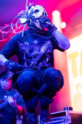 March 13, 2026: Flesh Juicer is Taiwans most iconic heavy metal band, formed in 2006 in Taichung. Vocalist GIGO jumps up while performing at the SXSW Music Festival, Venue 6. Austin, Texas. CSM Austin United States of America - ZUMAc04_ 20260313_faf_c04_018 Copyright: xMarioxCantux