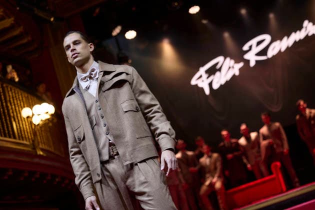 Félix Ramiro presents his new collection at OMODA Madrid es Moda A model during a fashion show presenting the new collection of Félix Ramiro, at the Teatro Magno, on March 14, 2026, in Madrid Spain The firm founded by Félix Ramiro presents its new collection at OMODA Madrid es Moda Félix Ramiro is a mens design firm with more than three decades of experience, recognized for its combination of avant-garde, tradition and craftsmanship, tradition and craftsmanship Specializing in suits for groom, ceremony, executive and sport, stands out for the quality and precision of its garments Its founder, Felix Ramiro, discovered his vocation as a tailor in the 80s and, after training and obtaining national recognition, started in 1988 a brand that tod Copyright: xJesusxHellinx 7365715