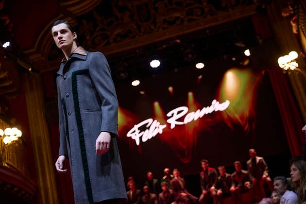 Félix Ramiro presents his new collection at OMODA Madrid es Moda A model during a fashion show presenting the new collection of Félix Ramiro, at the Teatro Magno, on March 14, 2026, in Madrid Spain The firm founded by Félix Ramiro presents its new collection at OMODA Madrid es Moda Félix Ramiro is a mens design firm with more than three decades of experience, recognized for its combination of avant-garde, tradition and craftsmanship, tradition and craftsmanship Specializing in suits for groom, ceremony, executive and sport, stands out for the quality and precision of its garments Its founder, Felix Ramiro, discovered his vocation as a tailor in the 80s and, after training and obtaining national recognition, started in 1988 a brand that tod Copyright: xJesusxHellinx 7365720