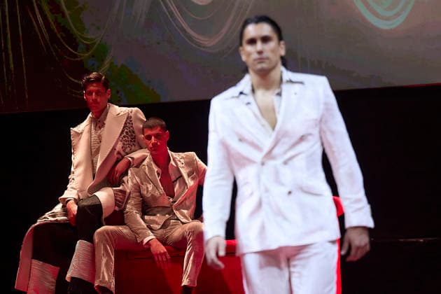 Félix Ramiro presents his new collection at OMODA Madrid es Moda A model during a fashion show presenting the new collection of Félix Ramiro, at the Teatro Magno, on March 14, 2026, in Madrid Spain The firm founded by Félix Ramiro presents its new collection at OMODA Madrid es Moda Félix Ramiro is a mens design firm with more than three decades of experience, recognized for its combination of avant-garde, tradition and craftsmanship, tradition and craftsmanship Specializing in suits for groom, ceremony, executive and sport, stands out for the quality and precision of its garments Its founder, Felix Ramiro, discovered his vocation as a tailor in the 80s and, after training and obtaining national recognition, started in 1988 a brand that tod Copyright: xJesusxHellinx 7365723