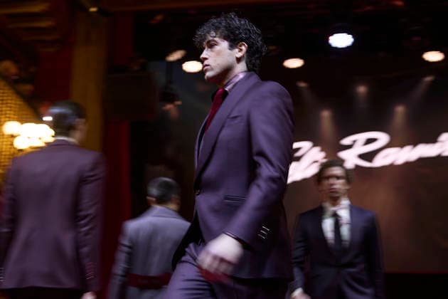 Félix Ramiro presents his new collection at OMODA Madrid es Moda A model during a fashion show presenting the new collection of Félix Ramiro, at the Teatro Magno, on March 14, 2026, in Madrid Spain The firm founded by Félix Ramiro presents its new collection at OMODA Madrid es Moda Félix Ramiro is a mens design firm with more than three decades of experience, recognized for its combination of avant-garde, tradition and craftsmanship, tradition and craftsmanship Specializing in suits for groom, ceremony, executive and sport, stands out for the quality and precision of its garments Its founder, Felix Ramiro, discovered his vocation as a tailor in the 80s and, after training and obtaining national recognition, started in 1988 a brand that tod Copyright: xJesusxHellinx 7365725