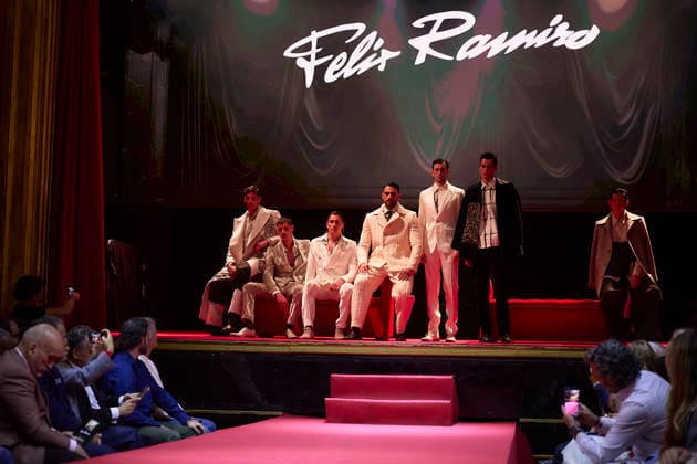 Félix Ramiro presents his new collection at OMODA Madrid es Moda Several models during a fashion show presenting the new collection of Félix Ramiro, at the Teatro Magno, on March 14, 2026, in Madrid Spain The firm founded by Félix Ramiro presents its new collection at OMODA Madrid es Moda Félix Ramiro is a mens design firm with more than three decades of experience, recognized for its combination of avant-garde, tradition and craftsmanship, tradition and craftsmanship Specializing in suits for groom, ceremony, executive and sport, stands out for the quality and precision of its garments Its founder, Felix Ramiro, discovered his vocation as a tailor in the 80s and, after training and obtaining national recognition, started in 1988 a brand t Copyright: xJesusxHellinx 7365731