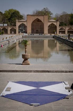 Damaged Historic Fabric Of Isfahan Amid U.S.-Israeli Attacks Blue-and-white shield signs, officially known as the Blue Shield, are installed outside the historic Chehel Sotoun Palace in Isfahan, Iran, on March 11, 2026. The palace was damaged by the force of an explosion wave from an airstrike during the United States-Israeli military campaign in Iran. The site is located near the Provincial Governor s Office, 450 km (280 miles) south of Tehran, and was built a hundred meters from the city s historic fabric. Tehran Iran  Copyright: xMortezaxNikoubazlx originalFilename: nikoubazl-damagedh260311_npaqV.jpg