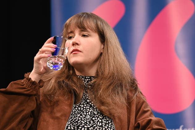 Politician Ricarda Lang reads and speaks at Lit Cologne, the international literature festival