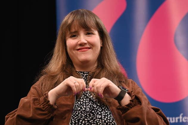 Politician Ricarda Lang reads and speaks at Lit Cologne, the international literature festival
