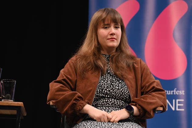 Politician Ricarda Lang reads and speaks at Lit Cologne, the international literature festival