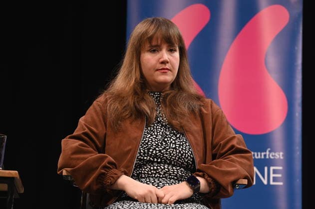 Politician Ricarda Lang reads and speaks at Lit Cologne, the international literature festival