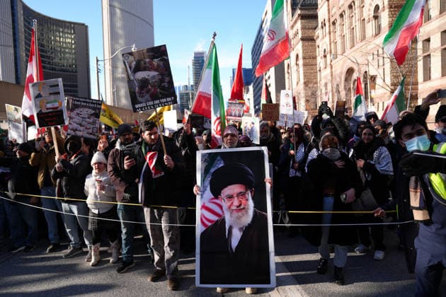Al-Quds Day Rally in Toronto TORONTO, CANADA - MARCH 14 : People take part in a Al-Quds Day rally in Toronto, Ontario, Canada on March 14, 2026. Demonstrators carrying Palestinian and Iranian flags gathered near US Consulate General to protest Israel and the United States attacks on Iran and Lebanon, and marched in downtown Toronto. Mert Alper Dervis Anadolu Toronto Canada. Editorial use only. Please get in touch for any other usage.  Copyright: x2026xAnadoluxMertxAlperxDervisx