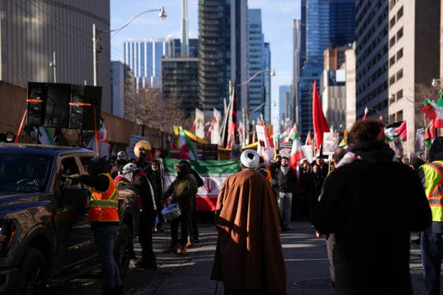 Al-Quds Day Rally in Toronto TORONTO, CANADA - MARCH 14 : People take part in a Al-Quds Day rally in Toronto, Ontario, Canada on March 14, 2026. Demonstrators carrying Palestinian and Iranian flags gathered near US Consulate General to protest Israel and the United States attacks on Iran and Lebanon, and marched in downtown Toronto. Mert Alper Dervis Anadolu Toronto Canada. Editorial use only. Please get in touch for any other usage.  Copyright: x2026xAnadoluxMertxAlperxDervisx