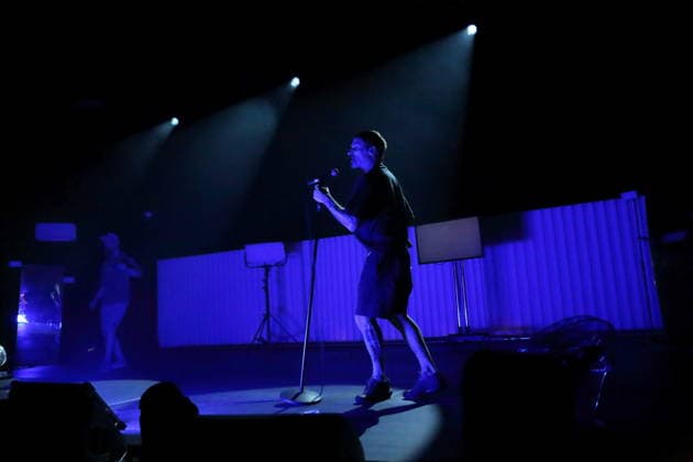 Andrew Fearn and Jason Williamson, from left, from the band Sleaford Mods at a concert at the Tempodrom in Berlin, March 14, 2026 Sleaford Mods concert Berlin