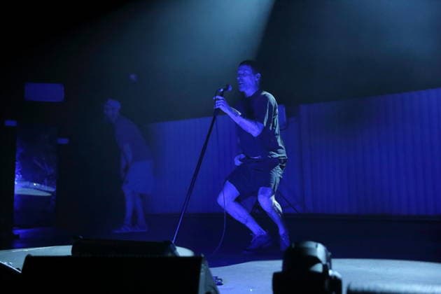 Andrew Fearn and Jason Williamson, from left, from the band Sleaford Mods at a concert at the Tempodrom in Berlin, March 14, 2026 Sleaford Mods concert Berlin
