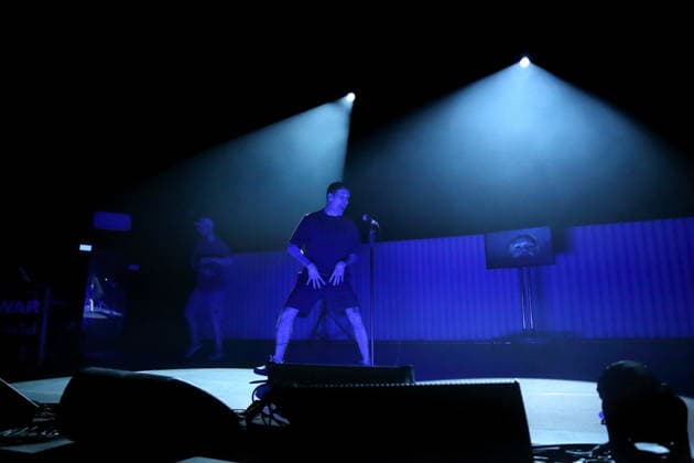 Andrew Fearn and Jason Williamson, from left, from the band Sleaford Mods at a concert at the Tempodrom in Berlin, March 14, 2026 Sleaford Mods concert Berlin