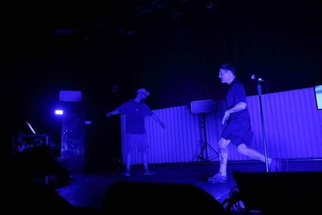 Andrew Fearn and Jason Williamson, from left, from the band Sleaford Mods at a concert at the Tempodrom in Berlin, March 14, 2026 Sleaford Mods concert Berlin