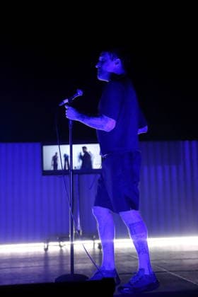 Jason Williamson from the band Sleaford Mods at a concert at the Tempodrom in Berlin, March 14, 2026 Sleaford Mods concert Berlin