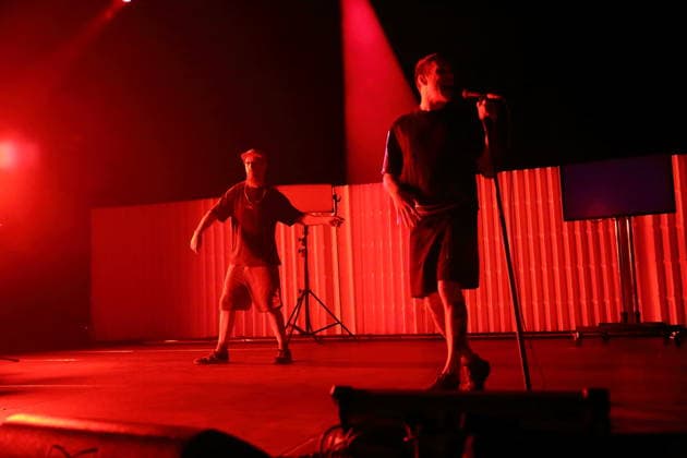 Andrew Fearn and Jason Williamson, from left, from the band Sleaford Mods at a concert at the Tempodrom in Berlin, March 14, 2026 Sleaford Mods concert Berlin