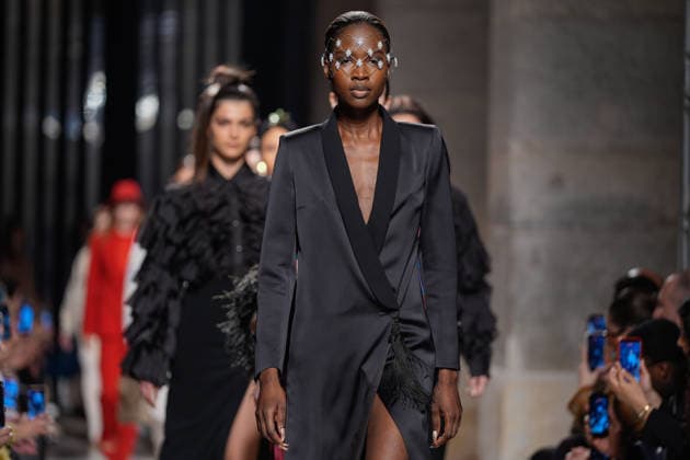 March 14, 2026, Lisbon, Portugal: Model walk the runway during Carlos Gil fashion show at ModaLisboa Pebbling, Lisbon Fashion Week in Lisboa. Lisbon Portugal - ZUMAs197 20260314_aaa_s197_434 Copyright: xBrunoxdexCarvalhox