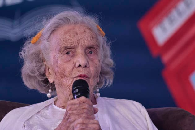 March 14, 2026, Mexico City, Cdmx, Mexico: At the Coyoaco¡n Book Fair, the presentation Women Who Write, Worlds That Change was given by Mexican writer and journalist ELENA PONIATOWSKA, along with Mexican writer, activist, academic critic, and professor MARGO GLAZ. They discussed the role of women in writing, history, and education in Mexico, offering a different perspective from a feminist standpoint. Mexico City Mexico - ZUMAp204 20260314_zip_p204_017 Copyright: xJosuexPerezx