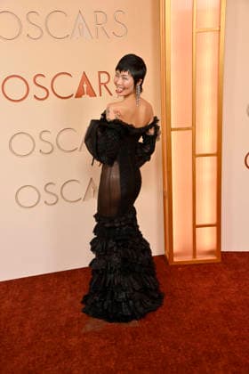 May Hong arrives on the red carpet for the 98th annual Academy Awards in the Hollywood section of Los Angeles on Sunday, March 15, 2026. Conan O Brien will host the Oscars for the second consecutive year.  LAP20260315116 JIMxRUYMEN