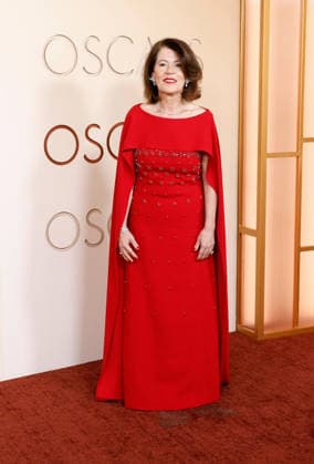 Dame Pippa Harris arrives on the red carpet for the 98th annual Academy Awards in the Hollywood section of Los Angeles on Sunday, March 15, 2026. Conan O Brien will host the Oscars for the second consecutive year.  LAP20260315439 JOHNxANGELILLO