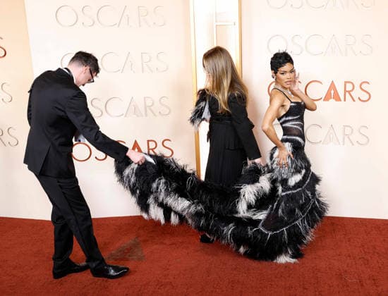 Teyana Taylor attends the 98th Oscars arrive on the red carpet for the 98th annual Academy Awards in the Hollywood section of Los Angeles on Sunday, March 15, 2026. Conan O Brien will host the Oscars for the second consecutive year.  LAP20260315596 JOHNxANGELILLO