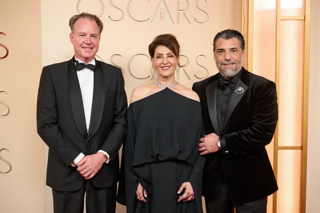 98th Oscars, Academy Awards Benoit Falletti, Nia Vardalos and Spiros Katsagans arrive on the red carpet of the 98th Oscars at the Dolby Theatre at Ovation Hollywood on Sunday, March 15, 2026., Credit: A.M.P.A.S. Avalon United States of America, CA, Hollywood, Dolby Theater  Copyright: x A.M.P.A.S.x xAvalonx 1083314816