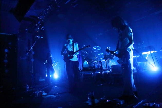 Emily Green, Cameron Winter, Max Bassin, Dominic DiGesu and Sam Revaz, from left, from the band Geese at a concert at the Astra Kulturhaus in Berlin, March 15, 2026 Geese concert Berlin