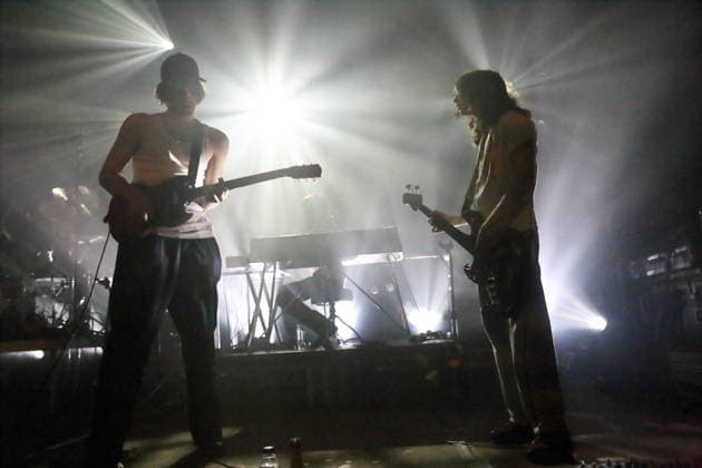 Cameron Winter, Sam Revaz and Dominic DiGesu, from left, from the band Geese at a concert at the Astra Kulturhaus in Berlin, March 15, 2026 Geese concert Berlin