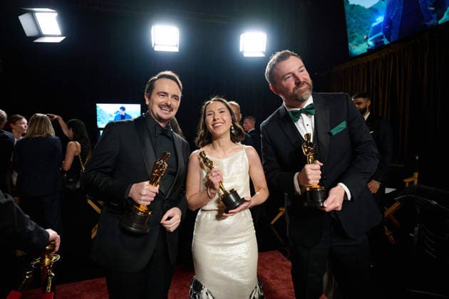 Natalie Musteata pose backstage with the OscarÂ® for Live Action Short Film during the 98th OscarsÂ® at DolbyÂ® Theatre at Ovation Hollywood on Sunday, March 15, 2026. Los Angeles CA USA  350081181PLX