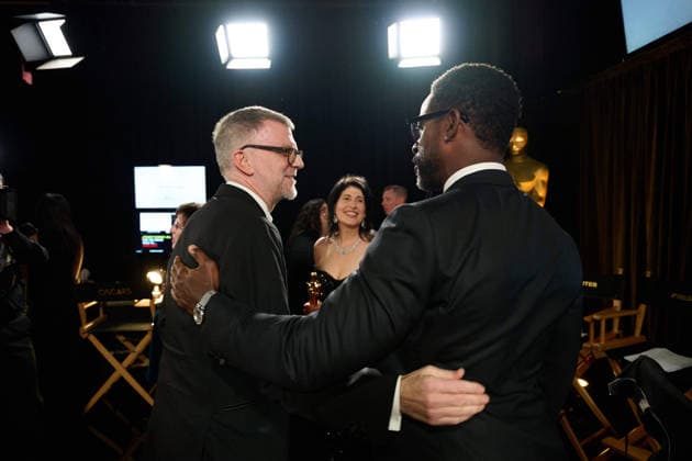Paul Thomas Anderson backstage with the OscarÂ® for Adapted Screenplay with Cassandra Kulukundis with the OscarÂ® for Casting during the 98th OscarsÂ® at DolbyÂ® Theatre at Ovation Hollywood on Sunday, March 15, 2026. Los Angeles CA USA  350081216PLX