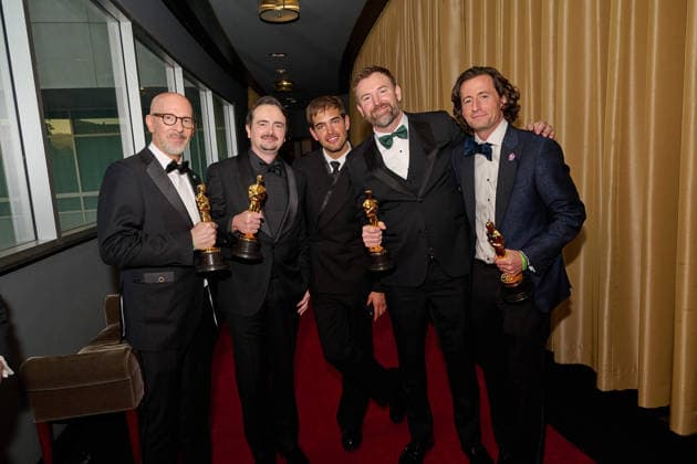 Joshua Seftel, David Breschel, Sam A. Davis, Jack Piatt and Conall Jones pose backstage with the OscarÂ® for Documentary Short Film during the 98th OscarsÂ® at the DolbyÂ® Theatre at Ovation Hollywood on Sunday, March 15, 2026. Los Angeles CA USA  350081252PLX