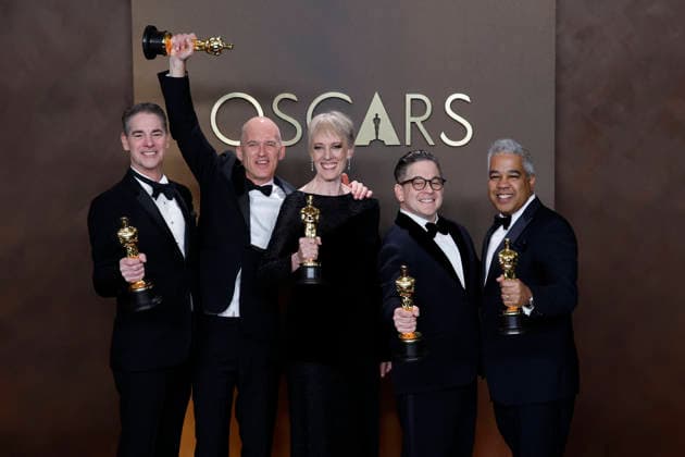 March 15, 2026, Hollywood, California, USA: (L-R) Al Nelson, Gareth John, Gwendolyn Yates Whittle, Gary Rizzo and Juan Peralta in the press room of the 98th Annual Academy Awards on Sunday March 15, 2026 at the Dolby Theater in Hollywood, California. BURT HARRIS BNS PI Hollywood USA - ZUMAp124 20260315_zaa_p124_442 Copyright: xBurtxHarrisx