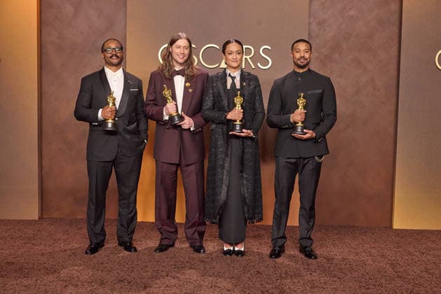 98th Oscars, Academy Awards Ryan Coogler, Ludwig Goransson, Autumn Durald Arkapaw and Michael B. Jordan pose backstage with the Oscar for Actor in a Leading Role during the 98th Oscars at Dolby Theatre at Ovation Hollywood on Sunday, March 15, 2026., Credit:LCY Avalon United States of America, CA, Hollywood, Dolby Theater  Copyright: xLCYx xAvalonx 1083397670