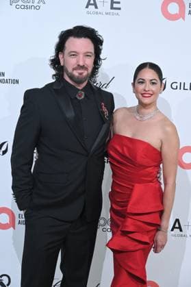 JC Chasez, Jennifer HuYoung at arrivals for 34th Annual Elton John AIDS Foundation Academy Awards Viewing Party, West Hollywood Park, Los Angeles, CA, March 15, 2026. Photo By: Michael Mattes Everett Collection 34th Annual Elton John AIDS Foundation Academy Awards Viewing Party PUBLICATIONXNOTxINxCANxCHNxFRAxITAxJPNxNORxPOLxRUSxESPxUKxUSA