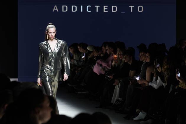 RUSSIA, MOSCOW - MARCH 16, 2026: A model showcases creations during a runway show for Addicted_to as part of the 6th Moscow Fashion Week at the Manege Central Exhibition Hall (Moscow Manege) Moscow Russia  - ZUMAt113 20260316_zaa_t113_283 Copyright: xValeryxSharifulinx