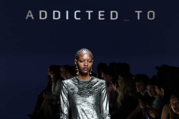RUSSIA, MOSCOW - MARCH 16, 2026: A model showcases creations during a runway show for Addicted_to as part of the 6th Moscow Fashion Week at the Manege Central Exhibition Hall (Moscow Manege) Moscow Russia  - ZUMAt113 20260316_zaa_t113_285 Copyright: xValeryxSharifulinx