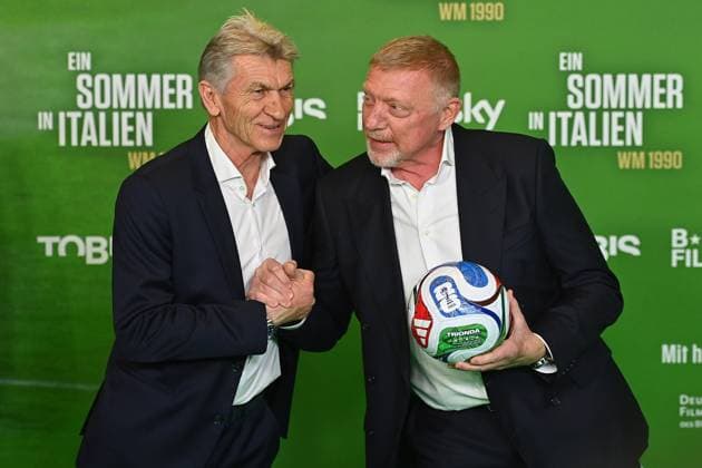 from left Klaus AUGENTHALER with Boris BECKER Premiere EIN SOMMER IN ITALIEN WM 1990 on 16 03 20226 at the Mathaeser Kino in Munich Red Carpet,Red Carpet