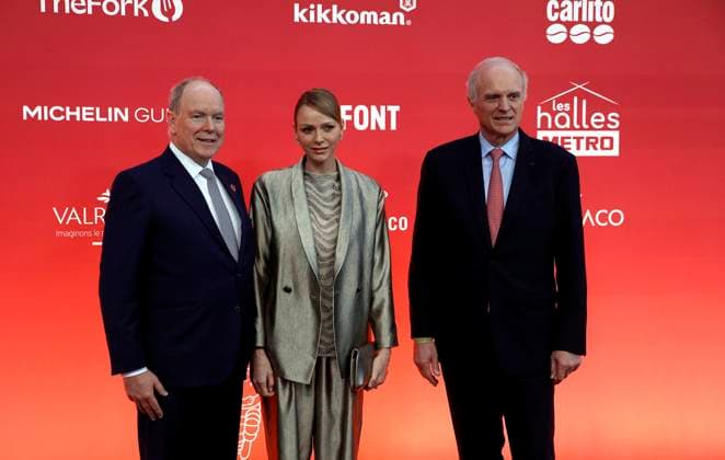CEREMONIE GUIDE MICHELIN PHOTOPQR NICE MATIN Jean François Ottonello Monaco 16 03 2026 NO TABLOIDS CEREMONIE GUIDE MICHELIN 2026 France et Monaco au Grimaldi Forum de Monaco le prince Albert II, la princesse Charlene avec Florent Menegaux, president de Michelin Prince s Albert II of Monaco, Princess Charlene De Monaco and the director of Michelin Group Florent Menegaux pose upon arrival to attend the 2026 Michelin Guide award winners ceremony in Monaco on March 16, 2026 Monaco France  Copyright: xPHOTOPQR NICExMATIN MAXPPPxJeanxFrançoisxOttonellox 20260316NIM5463 20260316NIM5463