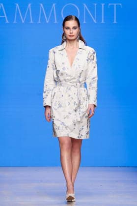 RUSSIA, MOSCOW - MARCH 16, 2026: A model showcases creations during a runway show for Ammonit as part of the 6th Moscow Fashion Week at the Manege Central Exhibition Hall (Moscow Manege). Valery Sharifulin TASS  90144325