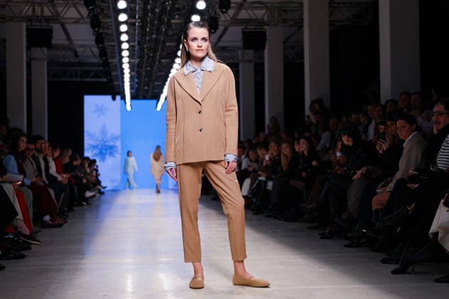 RUSSIA, MOSCOW - MARCH 16, 2026: A model showcases creations during a runway show for Ammonit as part of the 6th Moscow Fashion Week at the Manege Central Exhibition Hall (Moscow Manege). Valery Sharifulin TASS  90143284