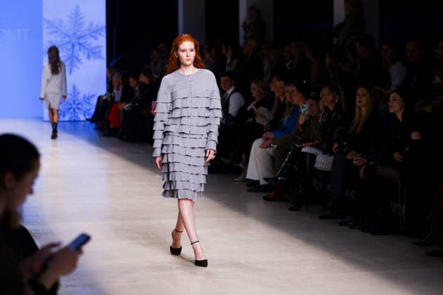 RUSSIA, MOSCOW - MARCH 16, 2026: A model showcases creations during a runway show for Ammonit as part of the 6th Moscow Fashion Week at the Manege Central Exhibition Hall (Moscow Manege). Valery Sharifulin TASS  90143380