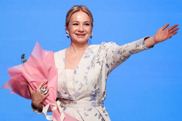 RUSSIA, MOSCOW - MARCH 16, 2026: Ammonit designer and founder Yulia Danilova attends a runway show for Addicted_to as part of the 6th Moscow Fashion Week at the Manege Central Exhibition Hall (Moscow Manege). Valery Sharifulin TASS  90144076
