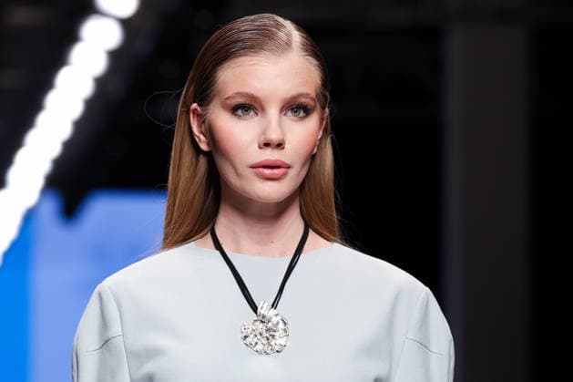 RUSSIA, MOSCOW - MARCH 16, 2026: A model showcases creations during a runway show for Ammonit as part of the 6th Moscow Fashion Week at the Manege Central Exhibition Hall (Moscow Manege). Valery Sharifulin TASS  90144320