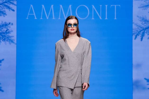 RUSSIA, MOSCOW - MARCH 16, 2026: A model showcases creations during a runway show for Ammonit as part of the 6th Moscow Fashion Week at the Manege Central Exhibition Hall (Moscow Manege). Valery Sharifulin TASS  90144322