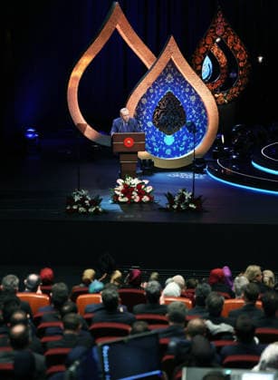 Turkish President Recep Tayyip Erdogan ANKARA, TURKIYE – MARCH 16: (----EDITORIAL USE ONLY - MANDATORY CREDIT - TURKISH PRESIDENCY MURAT KULA HANDOUT - NO MARKETING NO ADVERTISING CAMPAIGNS - DISTRIBUTED AS A SERVICE TO CLIENTS----) Turkish President Recep Tayyip Erdogan delivers a speech during Holy Quran Recitation Competition Awards Ceremony at the Bestepe Nation’s Exhibition Hall in Ankara, Turkiye on March 16, 2026. Turkish Presidency Murat Kula Anadolu Ankara Turkey. Editorial use only. Please get in touch for any other usage.  Copyright: x2026xAnadoluxTurkishxPresidencyx xMuratxKulax