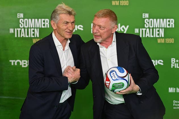 from left Klaus AUGENTHALER with Boris BECKER Premiere EIN SOMMER IN ITALIEN WM 1990 on 16 03 20226 at the Mathaeser Kino in Munich Red Carpet,Red Carpet